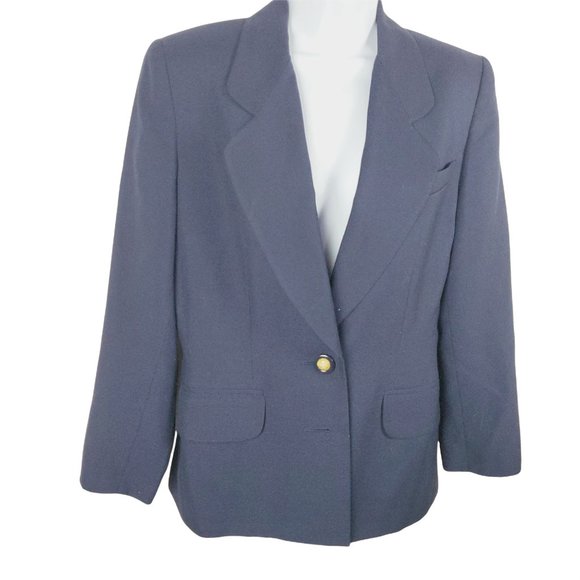 Le Suit Petite Womens Blazer 10 Petite Navy Blue Golden Buttons - Picture 6 of 8